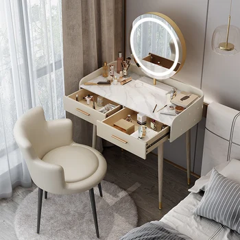 Скандинавский Туалетный столик Премиум-класса, стол для макияжа, Роскошные современные минималистичные Дизайнерские столы из белой грифельной доски, мебель для спальни XF30YH