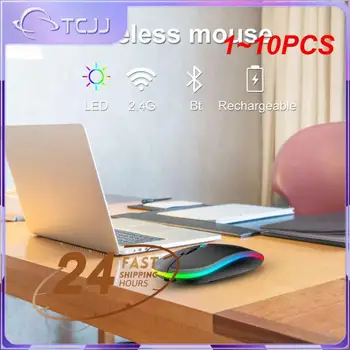 1 ~ 10ШТ Беспроводная мышь для компьютера ПК Ноутбук iPad Планшет с RGB подсветкой Мыши Эргономичная Перезаряжаемая USB мышь