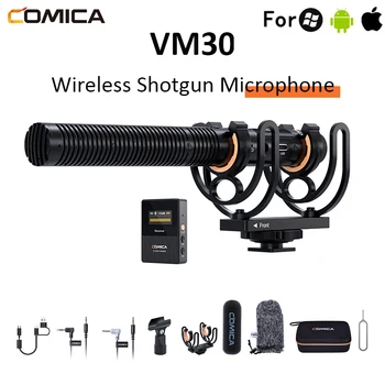 Comica CVM-VM30 VM30 2.4G Беспроводной Конденсаторный Микрофон Supercardioid Shotgun Mic С Регулировкой Усиления и передачей 100 м для Камеры