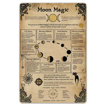 Moon Magic Knowledge Металлическое Олово Планирование Инфографика Плакат Табличка для школьного образования Клуб Домашний Декор стен Металлический Декор стен
