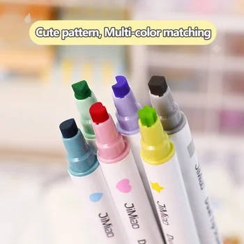 6 шт./компл. Милые цветные маркеры с двойной головкой, ручки Kawaii для школьных принадлежностей, Корейские Японские Канцелярские принадлежности