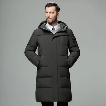 2023 Зимняя новая Мужская куртка Утолщенного размера Плюс С капюшоном Средней длины, Высококачественная пуховая куртка для Мужчин, Толстая (Зима) Зима