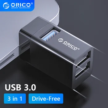 ORICO 3 в 1 USB 3.0 Mini Hub USB 2.0 Splitter Высокоскоростной расширенный 3-портовый USB для настольных портативных ПК, бесплатный привод